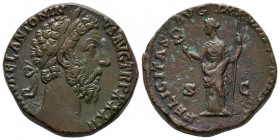 MARCO AURELIO. Sestercio. (Ae. 21,56g/29mm). 177-178 d.C. Roma. (RIC 1227). EBC. Espectacular ejemplar.