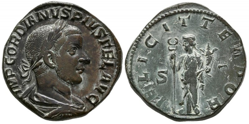 GORDIANO III. Sestercio. (Ae. 18,50g/28mm). 244 d.C. Roma. (RIC 328a). EBC-. Lim...