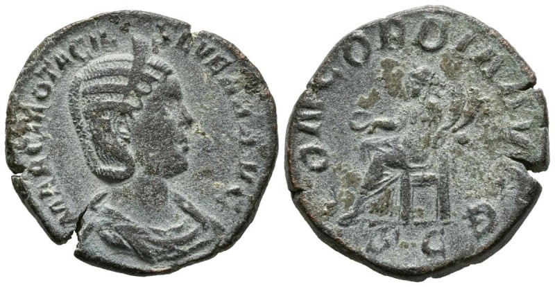 OTACILIA SEVERA. Sestercio. (Ae. 14,32g/29mm). 246 d.C. Roma. (RIC 203a). MBC+.