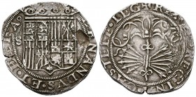 REYES CATÓLICOS (1474-1504). 4 Reales. (Ar.13,54g/34mm). Sevilla. (Cal-2019-560). Sin marcas en reverso. MBC+. Hoja grande en anverso.