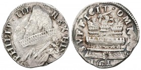 FELIPE III (1598-1621). 15 Granos (Ar. 3,64g/23mm). ¿1618?. Nápoles. (¿Vti. 226?). MBC+.