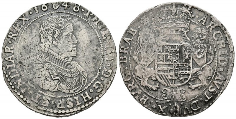 FELIPE IV (1621-1655). Ducatón. (Ar. 32,16g/43mm). 1648. Amberes. (Vti. 1336). M...