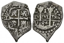 CARLOS II (1665-1700). 1 Real. (Ar. 2,76g/16mm). 1684. Lima V. (Cal-2019-277). Doble fecha. MBC.