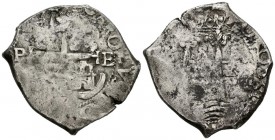CARLOS II (1665-1700). 8 Reales. (Ar. 26,84g/40mm). 1671. Potosí E. (Cal-2019-702). Triple fecha poco visible. BC+.