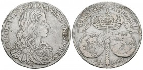 CARLOS II (1665-1700). 1 Ducado. (Ar. 28,00g/41mm). 1684. Nápoles. (Vti-191; Mir-292). MBC.