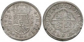 FELIPE V (1700-1746). 2 Reales (Ar.6,53g/28mm). 1721. Segovia F. (Cal-2019-953). EBC.