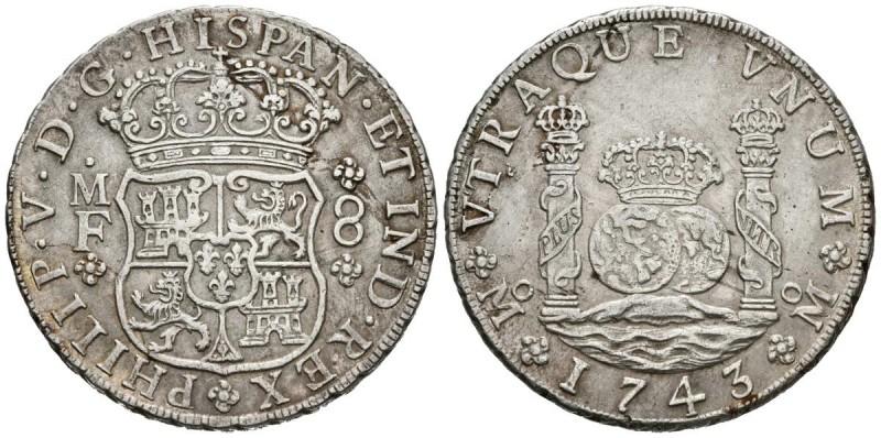 FELIPE V (1700-1746). 8 Reales. (Ar. 27,12g/38mm). 1743. México MF. (Cal-2019-14...