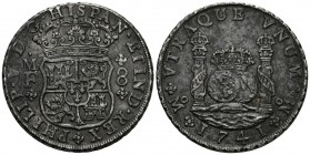 FELIPE V (1746-1759). 8 Reales (Ar. 26,70g/38mm). 1741. México MF. (Cal-2019-1458). MBC+. Bonita pátina oscura.