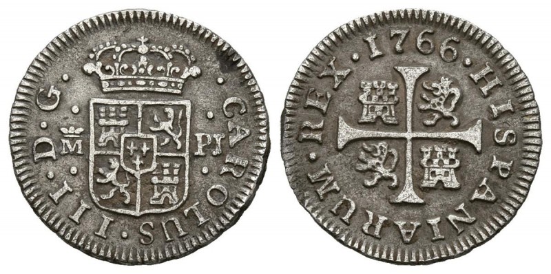 CARLOS III (1759-1788). 1/2 Real. (Ar. 1,40g/15mm). 1766. Madrid PJ. (Cal-2019-1...
