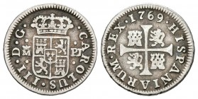 CARLOS III (1759-1788). 1/2 Real. (Ar. 1,31g/14mm). 1769. Madrid PJ. (Cal-2019-154). MBC-.