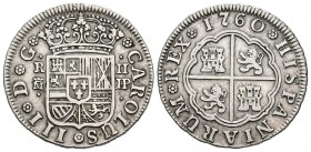 CARLOS III (1759-1788). 2 Reales. (Ar. 5,87g/26mm). 1760. Madrid JP. (Cal-2019-608). MBC.