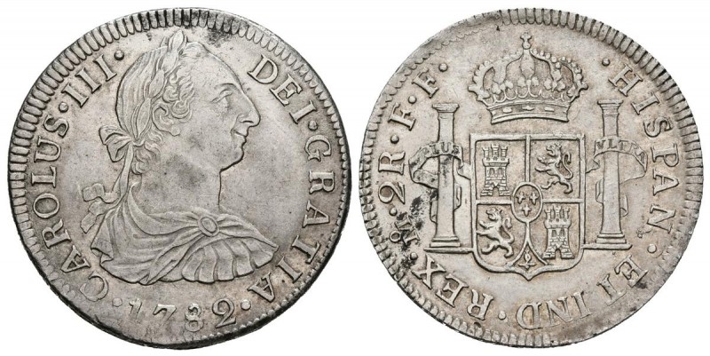 CARLOS III (1759-1788). 2 Reales. (Ar. 6,66g/28mm). 1782/1. México FF. (Cal-2019...