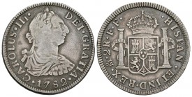 CARLOS III (1759-1788). 2 Reales. (Ar. 6,55g/28g). 1782. México FF. (Cal-2019-672). MBC-/MBC.