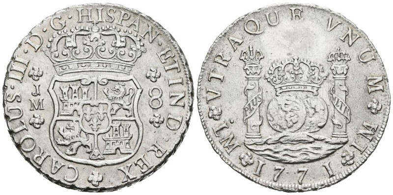 CARLOS III (1759-1788). 8 Reales. (Ar. 26,50g/39mm). 1771. Lima JM. (Cal-2019-10...