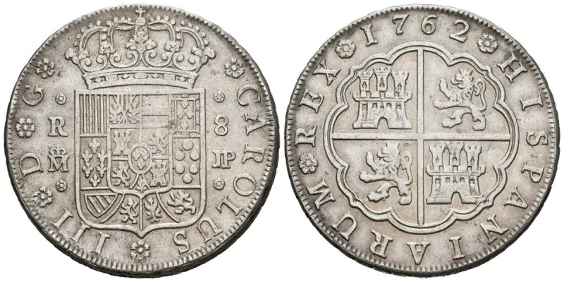 CARLOS III (1759-1788). 8 Reales. (Ar. 26,50g/39mm). 1762. Madrid R. (Cal-2019-1...