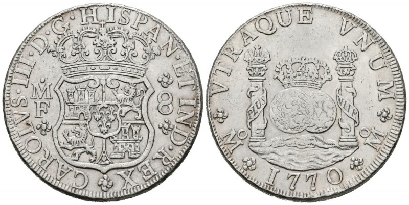 CARLOS III (1759-1788). 8 Reales. (Ar. 26,89g/40mm). 1770. México MF. (Cal-2019-...