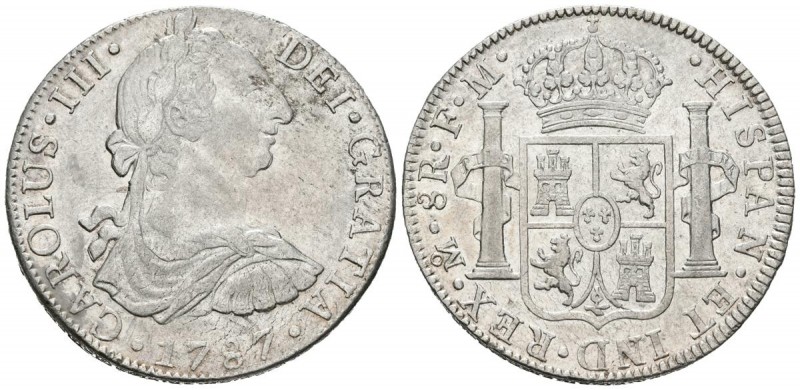 CARLOS III (1759-1788). 8 Reales. (Ar. 26,93g/39mm). 1787. México FM. (Cal-2019-...