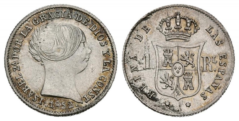 ISABEL II (1833-1868). 1 Real (Ar. 1,27g/15mm). 1852. Sevilla. (Cal-2019-321). M...