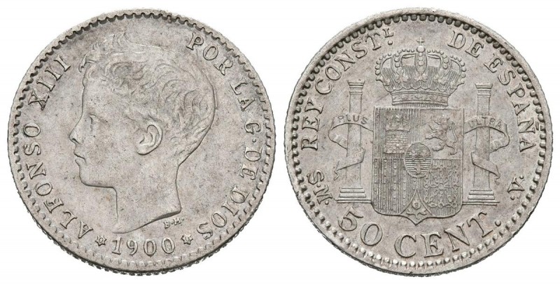 ALFONSO XIII (1885-1931). 50 Céntimos. (Ar. 2,52g/18mm). 1900 *0-0. Madrid SMV. ...