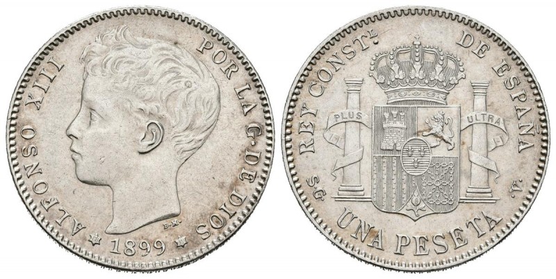 ALFONSO XIII (1885-1931). 1 Peseta. (Ar. 4,76g/23mm). 1899 *18-99. Madrid SGV. (...