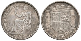 II REPUBLICA (1931-19369). 1 Peseta (Ar. 5,00g/23mm). 1933 *3-4. Madrid. (Cal-2019-34). EBC