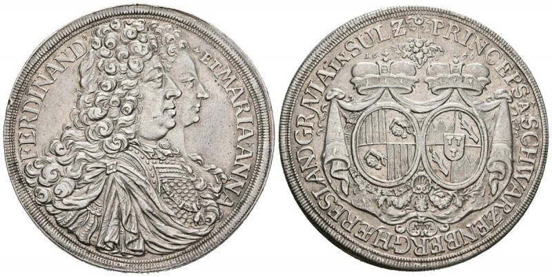 ALEMANIA. 1 Thaler. (Ar. 29,14g/44mm). 1696. Schwarzenberg. Ferdinand et Maria A...