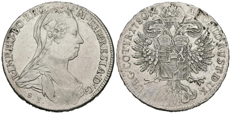 AUSTRIA. Thaler. (Ar. 27,54g/42mm). 1780. María Teresa. (Km#23). MBC.