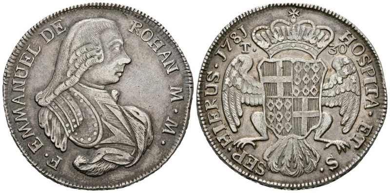 MALTA. 30 Tari. (Ar. 29,41g/41mm). 1781. Emmanuel de Rohan. (Dav-1608). MBC/MBC+