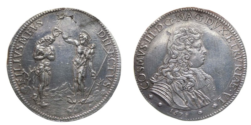 Firenze - "Cosimo III (1670-1723) Piastra 1678 ""Battesimo di Cristo"" - Ag "