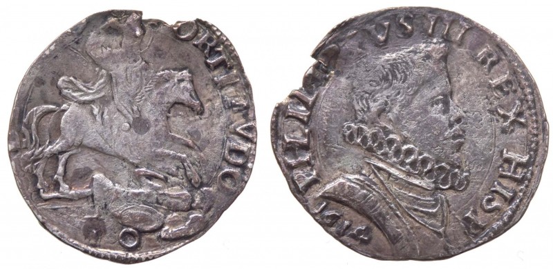 Milano - Filippo III (1598-1621) Denaro da 10 Soldi 1614 - RR MOLTO RARA - Mir.3...