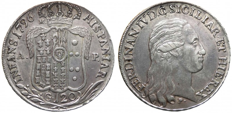 Napoli - Ferdinando IV (1759-1816) Piastra 120 Grana 1796 - Ag