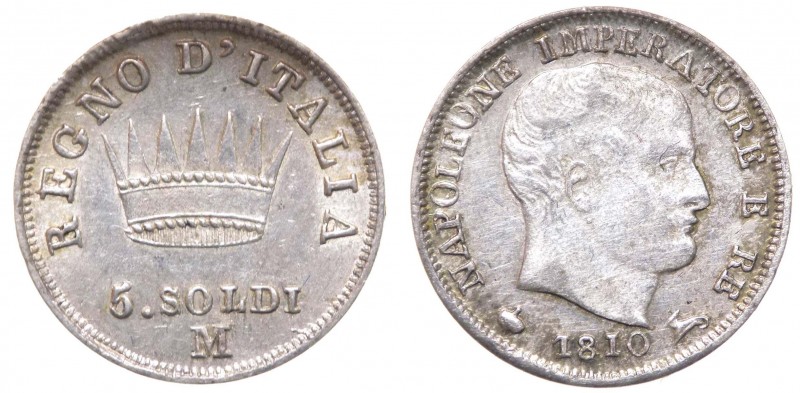 Napoleone Re (1808-1814) 5 soldi 1810 Milano - Ag