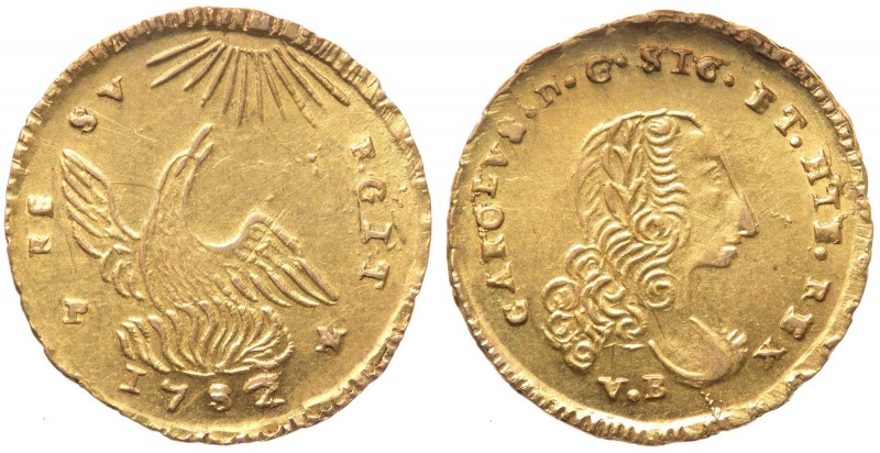 Sicilia - Palermo - Carlo di Borbone (1734-1759) Oncia d'Oro 1752 - Mir.568 - Au