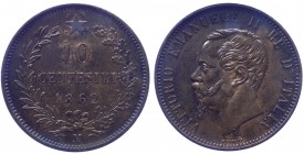 Vittorio Emanuele II - Vittorio Emanuele II (1861-1878) 10 Centesimi 1862 Milano - Cu