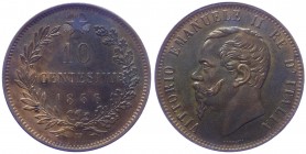 Vittorio Emanuele II - Vittorio Emanuele II (1861-1878) 10 Centesimi 1866 H - Cu