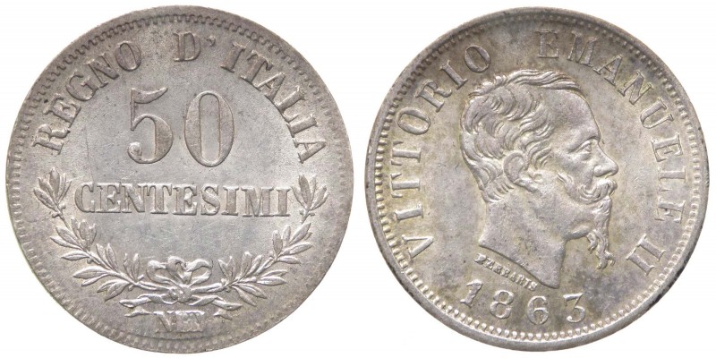 Vittorio Emanuele II - "Vittorio Emanuele II (1861-1878) 50 Centesimi 1863 ""Val...