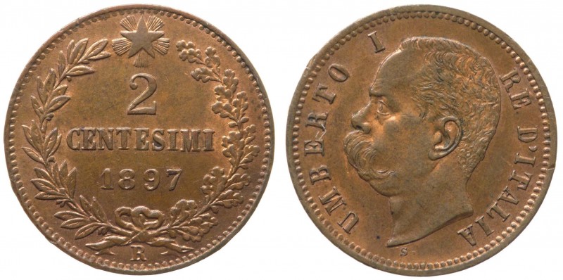 Umberto I - Umberto I (1878-1900) 2 Centesimi 1897 Roma - RAME ROSSO -Cu