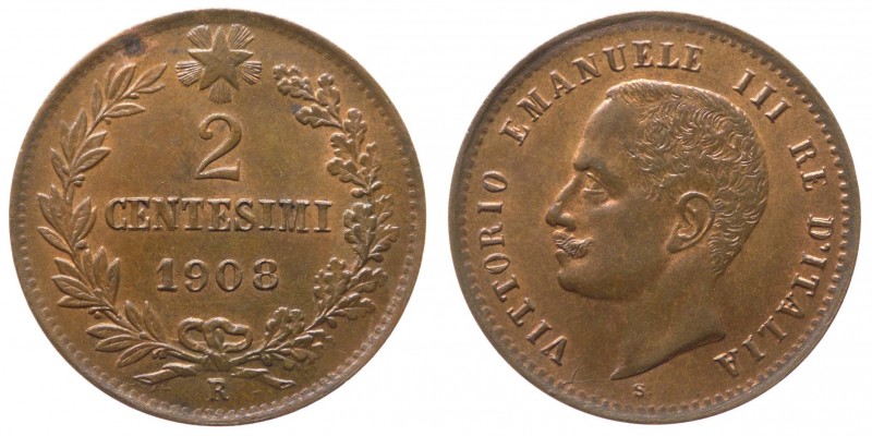 Vittorio Emanuele III - "Vittorio Emanuele III (1900-1943) 2 Centesimi 1908 ""Va...