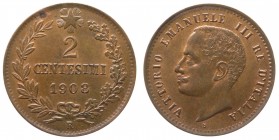 Vittorio Emanuele III - "Vittorio Emanuele III (1900-1943) 2 Centesimi 1908 ""Valore"" - Cu - RAME ROSSO"