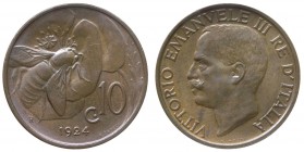 Vittorio Emanuele III - "Vittorio Emanuele III (1900-1943) 10 Centesimi ""Ape"" 1924 -Cu "