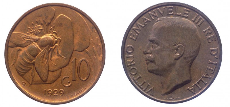 Vittorio Emanuele III - "Vittorio Emanuele III (1900-1943) 10 Centesimi ""Ape"" ...