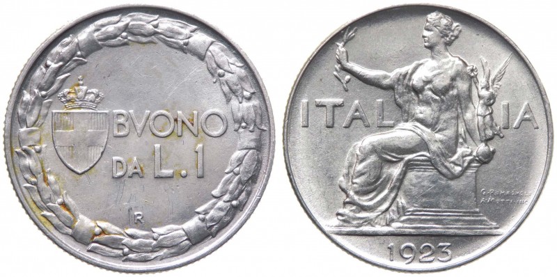 Vittorio Emanuele III - "Vittorio Emanuele III (1900-1943) Buono da 1 Lira 1923 ...