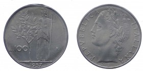 "100 Lire ""Minerva"" 1957 - Periziato FDC conservazione eccezionale"