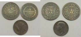 Lotto n.3 Monete : n.1 Carlo Felice - 5 Centesimi 1826 Torino - RR - n.1 Carlo Felice - 5 Centesimi 1826 Genova - Vitt.Em.III - 10 Centesimi impero 19...