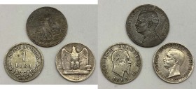 "Lotto n.3 monete : n.1 5 Lire ""Aquilotto"" 1928 ** (Due Rosette) RR - n.1 5 Centesimi 1908 - R - n.1 1 Lira Valore 1963 Milano - R "