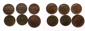 Lotto 6 Monete: n.5pz 5 Centesimi Impero 1936-1938-1939-1941-1942 - n.1pz 10 Centesimi Impero 1939 - Alta conservazione - Rame Rosso