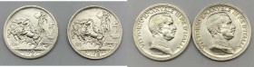 "Lotto n.2 monete - 2 Lire ""Quadriga Briosa"" 1915 e 2 Lire ""Quadriga Briosa"" 1916 - Ag"