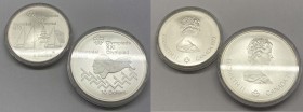 Canada - Lotto n.2 Monete Commemorative - Canada XXI Olimpiadi di Montréal 1976 - 5 e 10 Dollari - Ag in capsula
