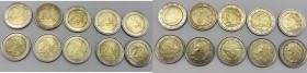Euro - Lotto n.10 monete: 2 Euro Belgio 2003 R/mal coniato - 2 Euro 2002 materiale poroso possibile FALSO - 2 euro 2002 R/mancanza di metallo - 2 euro...