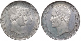 Belgio - Leopoldo I (1831-1865) 5 Franchi 22 Agosto 1853 - KM#X2.1 - Emissione per commemorare il matrimonio del reale - Ag